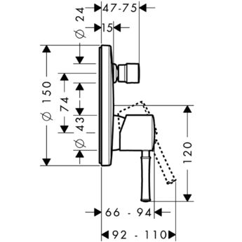HANSGROHE TALIS TEK KOLLU BANYO BATARYASI ANKASTRE KROM CLASSIC 14145000
