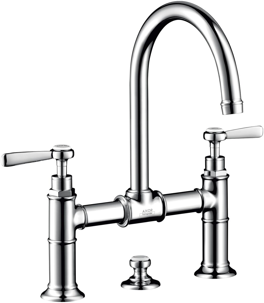 AXOR MONTREUX IKI KOLLU LAVABO BATARYASI 220 CUBUK VOLAN ILE KUMANDALI KROM 16511000
