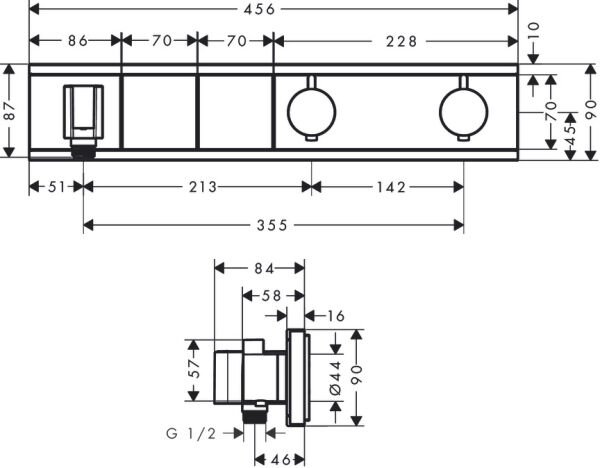 HANSGROHE TERMOSTATIK BANYO BATARYASI TERMOSTAT 2 CIKIS SIYAH 15355600