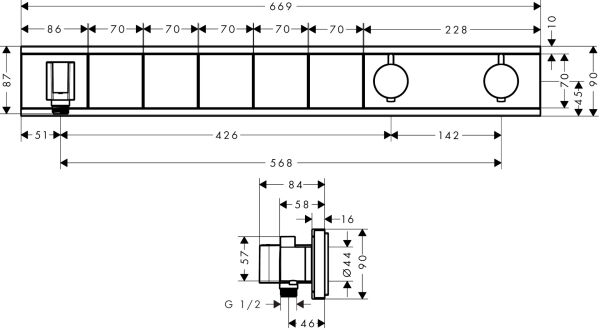 HANSGROHE TERMOSTATIK BANYO BATARYASI TERMOSTATIK 5 CIKIS KROM 15358000