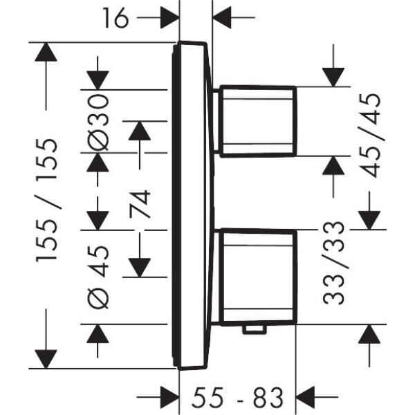 HANSGROHE TERMOSTATIK BANYO BATARYASI TERMOSTATIK 1 CIKIS KROM 15707000