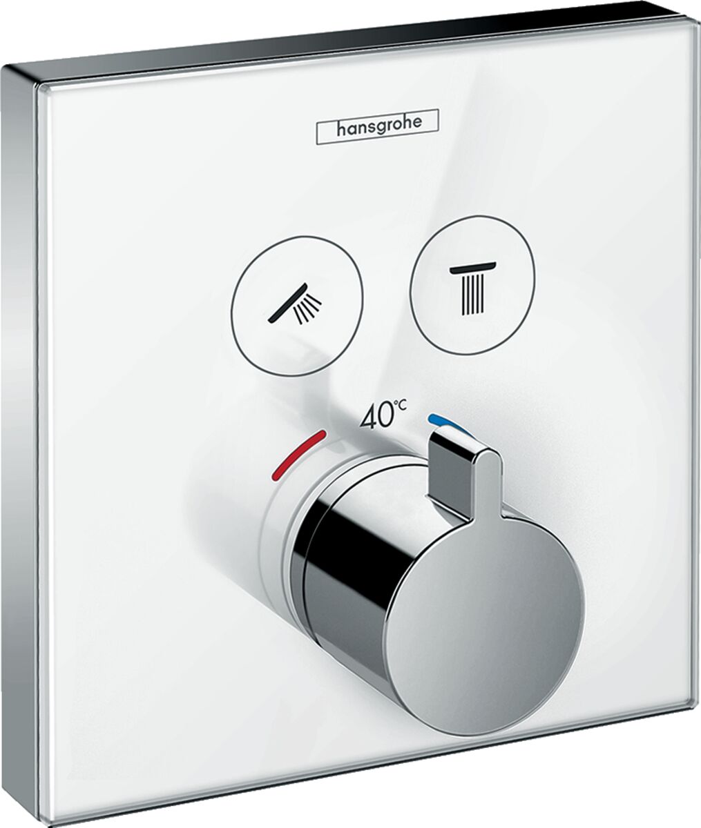 HANSGROHE SHOWERSELECT BANYO BATARYASI TERMOSTAT 2 CIKIS BEYAZ KROM GLASS 15738400