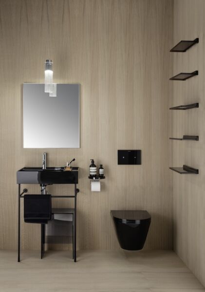 LAUFEN KARTELL ETAJERLI LAVABO SAG DELIKLI 600x460 MM SIYAH H8103340201111