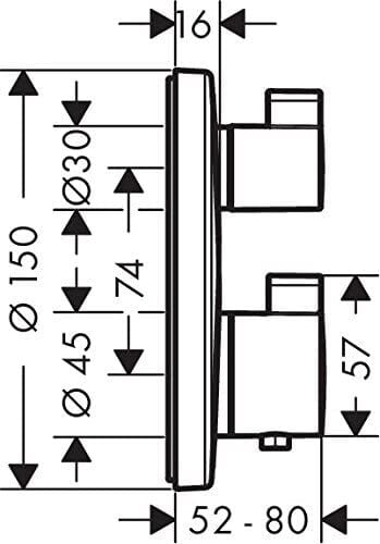 HANSGROHE ECOSTAT BANYO BATARYASI TERMOSTATIK 2 CIKIS KROM 15758000