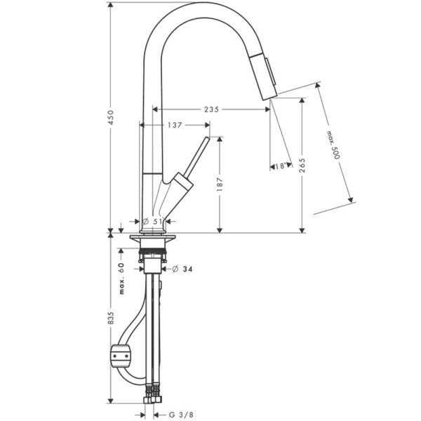 AXOR STARCK EVIYE BATARYASI 270 SPIRALLI MAT BRONZ 10821140