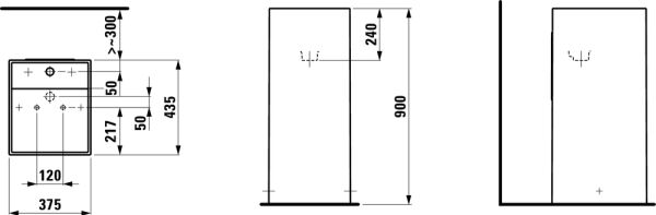 LAUFEN KARTELL MONOBLOK LAVABO PARLAK SIYAH BAT. DELIKSIZ 375x435 MM H8113310201121