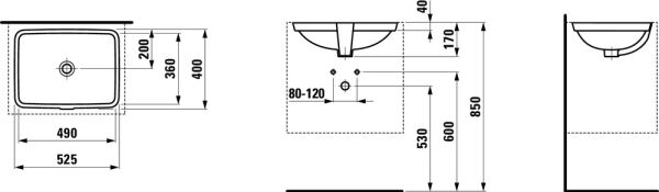 LAUFEN PRO S GOMME LAVABO 490 x 360 x 170 MM DELIKSIZ H8119610001091
