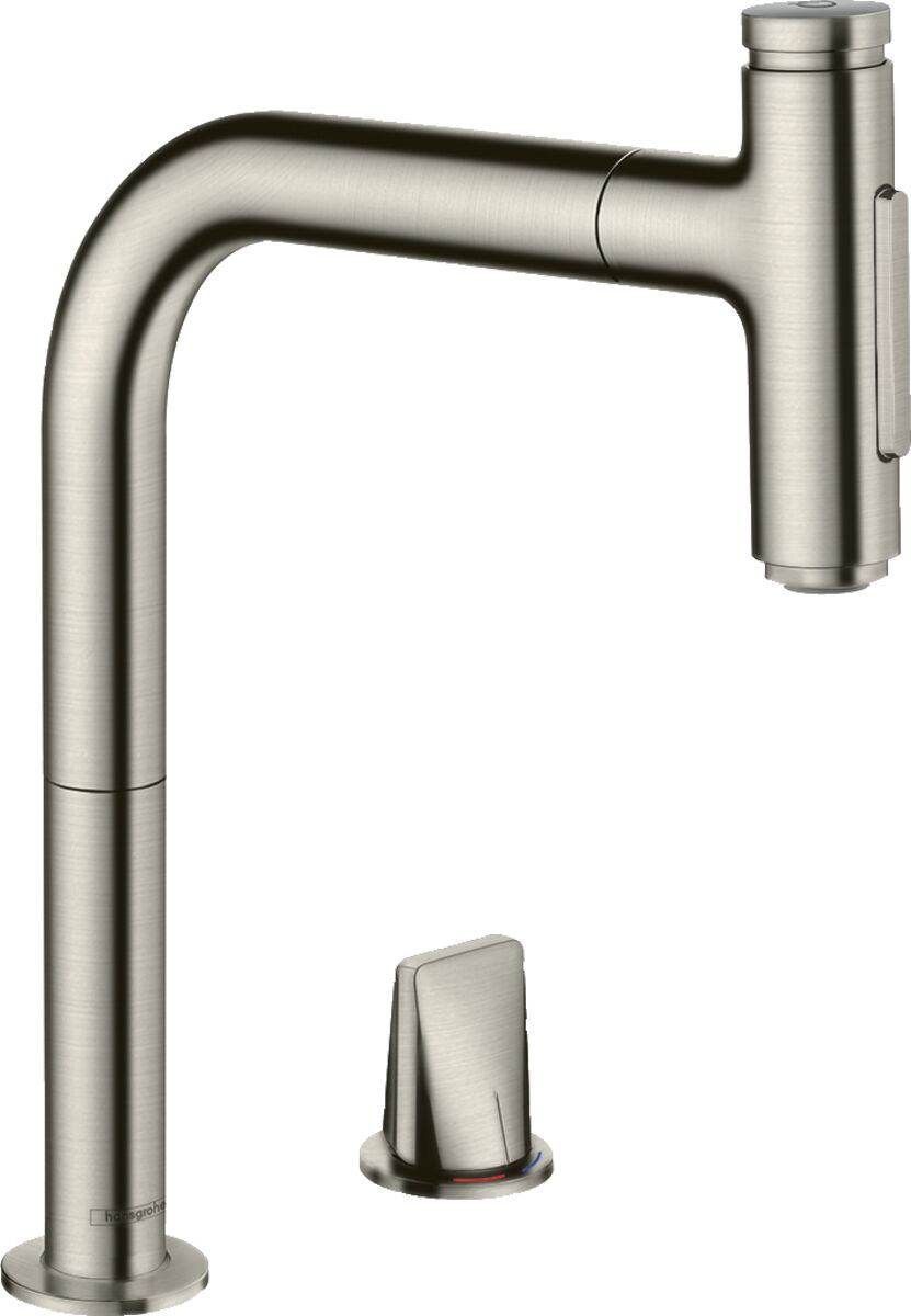 HANSGROHE METRIS SELECT M71 EVIYE BATARYASI 2 DELIKLI 200 CEKILEBILIR GAGA PASLANMAZ CELIK 73819800