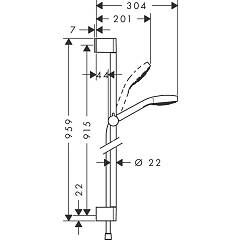 HANSGROHE CROMA SELECT E DUS SETI MULTI 90CM DUS BARI ILE BEYAZ/KROM 26590400