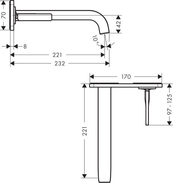 AXOR CITTERIO E TEK KOLLU LAVABO BATARYASI 221MM GAGA KROM 36114000