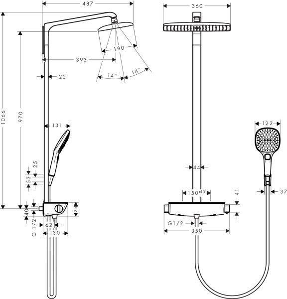 HANSGROHE RAINDANCE DUS KOLONU 360 RAINDANCE SELECT E  KROM 27112000
