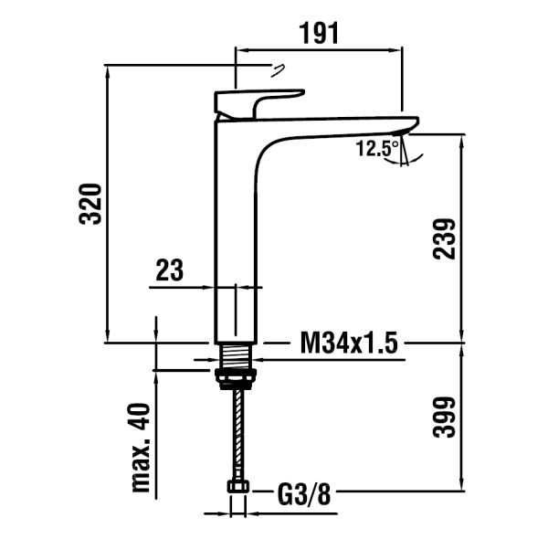 LAUFEN CITYPLUS TEK KOLLU YERDEN LAVABO BATARYASI 191 H3117580041301