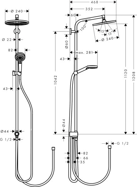 HANSGROHE CROMETTA DUS KOLONU 240 1JET ECOSMART KROM 27270000
