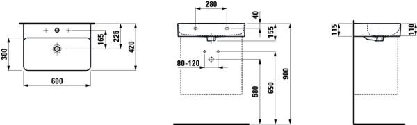 LAUFEN VAL TEZGAH USTU LAVABO DELIKSIZ 600x420 MM H8102830001091