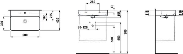 LAUFEN VAL TEZGAH USTU LAVABO DELIKSIZ 600x420 MM H8102830001091