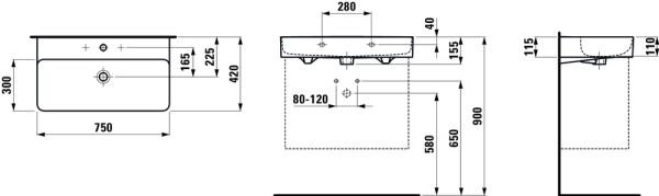 LAUFEN VAL LAVABO 750x420 MM H8102850001041