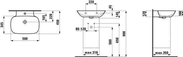 LAUFEN INO TEZGAH USTU LAVABO 560x450 MM H8103020001041