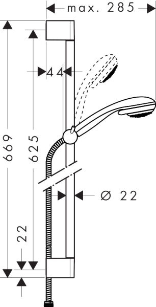 HANSGROHE CROMETTA DUS SETI VARIO 85CM 1.65MM KROM 27763000
