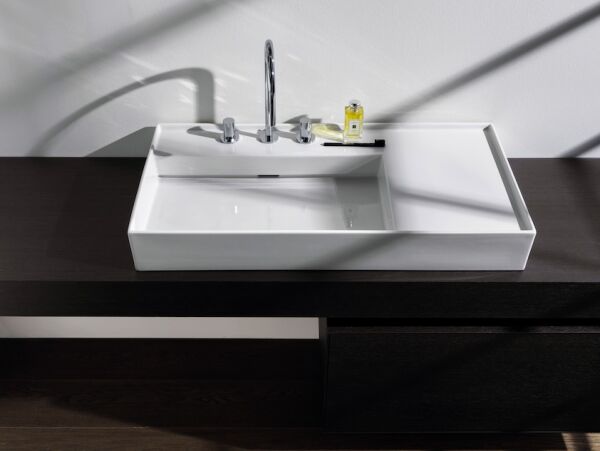 LAUFEN KARTELL ETAJERLI LAVABO SAG  DELIKSIZ 900x460 MM SIYAH H8103380201121