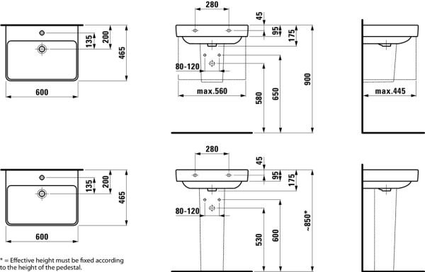 LAUFEN PRO S LAVABO 60x46CM 1 DELIKLI H8109630001041
