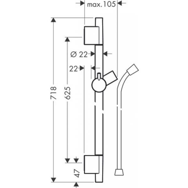 HANSGROHE UNICA DUS BARI 65 CM MAT BRONZ 28632140