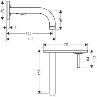 AXOR UNO TEK KOLLU LAVABO BATARYASI 165MM GAGA PARLAK CELIK 38112800