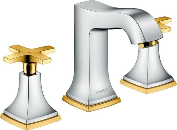 HANSGROHE METROPOL CLASSIC 3-DELIKLI LAVABO BATARYASI 110 ARTI VOLAN KROM/ALTIN OPTIK 31306090