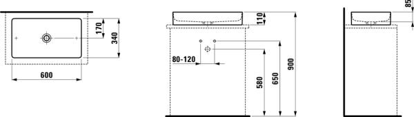 LAUFEN LIVING CANAK LAVABO 600x340 MM H8114340001121