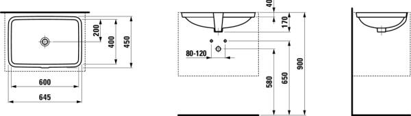 LAUFEN PRO S LAVABO GOMME 600x400 MM H8119690001551