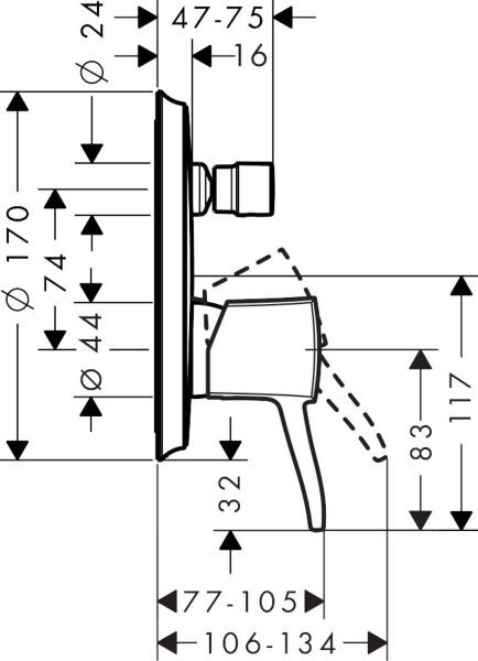 HANSGROHE METROPOL CLASSIC TEK KOLLU BANYO BATARYASI KROM/ALTIN OPTIK 31345090