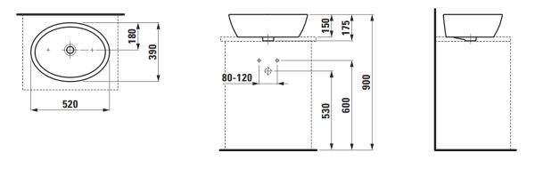 LAUFEN PRO B CANAK LAVABO 520 MM  H8129640001091