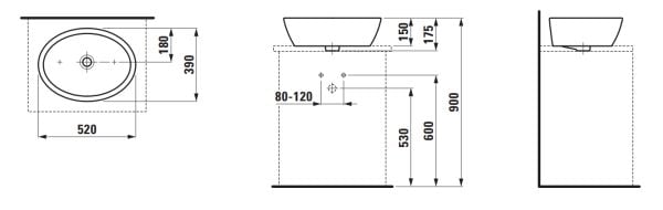 LAUFEN PRO B CANAK LAVABO 520 MM  H8129640001091