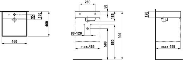 LAUFEN KARTELL LAVABO KUCUK  DELIKSIZ 460x460 MM H8153310001121