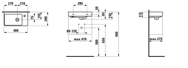 LAUFEN PRO S LAVABO KUCUK  360x250 MM H8159540001041