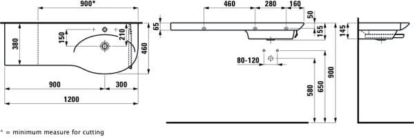LAUFEN PALACE ETAJERLI LAVABO SOL 1200x460 MM H8167050001041