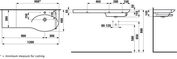 LAUFEN PALACE ETAJERLI LAVABO SOL 1200x460 MM H8167050001041