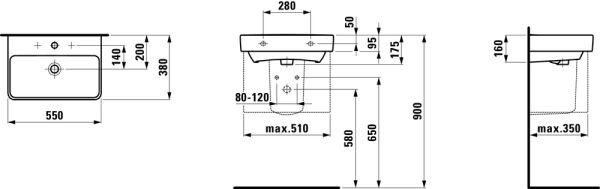 LAUFEN PRO S LAVABO 550x380 MM H8189580001041