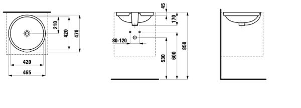 LAUFEN PRO B LAVABO GOMME 420x420 MM H8189610001091