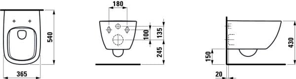 LAUFEN PALOMBA ASMA KLOZET RIMLESS TAHARET DELIKLI BEYAZ H8208020002301