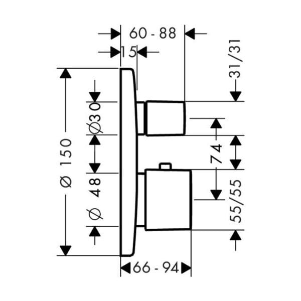 HANSGROHE METRIS BANYO BATARYASI TERMOSTATIK ECOSTAT E KROM 31573000