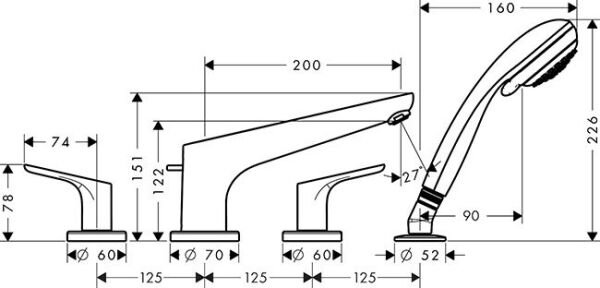 HANSGROHE FOCUS 4 DELIKLI KUVET KENAR BATARYASI KROM 31936000