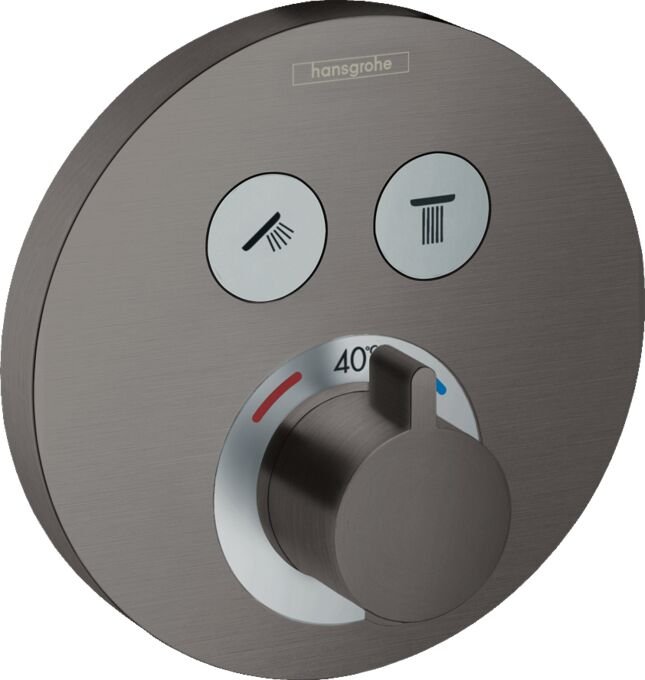HANSGROHE SHOWERSELECT S BANYO BATARYASI TERMOSTATIK 2 CIKIS MAT SIYAH KROM 15743340