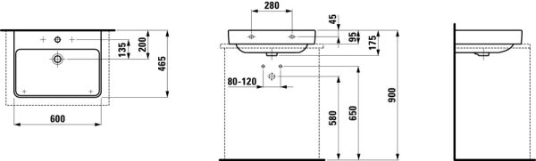 LAUFEN PRO S LAVABO 60x46CM 1 DELIKLI ALTI TASLANMIS H8169630001041
