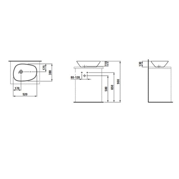 LAUFEN PALOMBA CANAK LAVABO 52x38CM H8168020001121