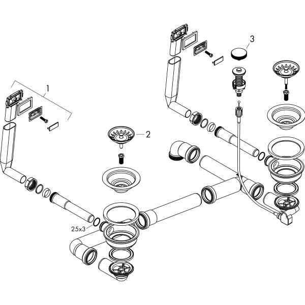 HANSGROHE UNIVERSAL D15-11 OTOMATIK GIDER VE TASMA SETI CIFT HAZNELI ICIN CELIK 43932800