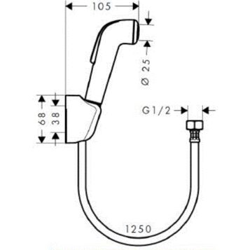 HANSGROHE BIDETTE EL DUSU BIDE 1,25 M DUS BEYAZ/KROM 32127000