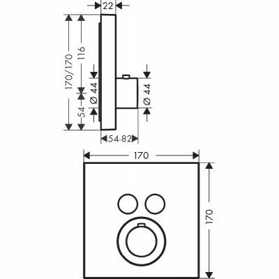AXOR SHOWERSELECT BANYO BATARYASI TERMOSTAT SQUARE MAT BRONZ  36715140