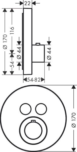 AXOR SHOWERSELECT BANYO BATARYASI TERMOSTATIK 2 CIKIS PARLAK ALTIN 36723990