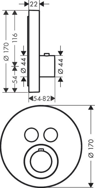 AXOR SHOWERSELECT BANYO BATARYASI TERMOSTATIK 2 CIKIS PARLAK ALTIN 36723990
