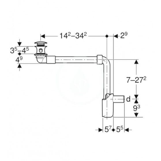 GEBERIT UNIVERSAL LAVABO SIFONU YER TASARRUFLU BASMA KUMANDALI TAPALI 152.075.21.1